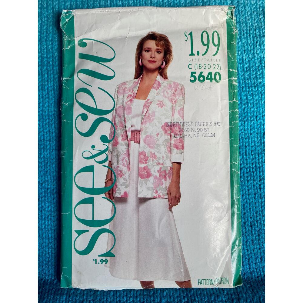 Butterick Sewing pattern 5640 suit top skirt sz 18 20 22
